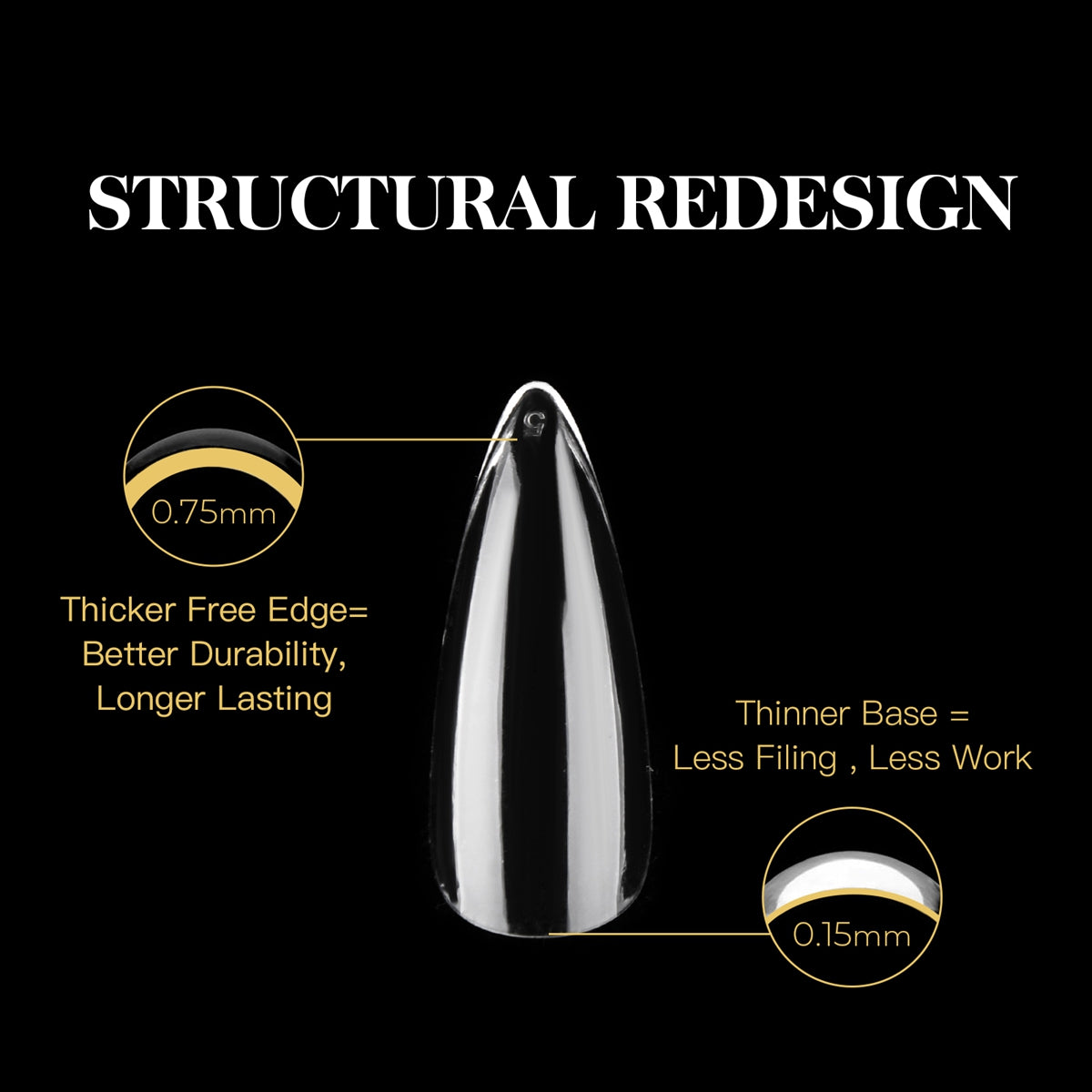 Yasterd Soft Gel Nail Tip Box （Nature Stiletto Long）