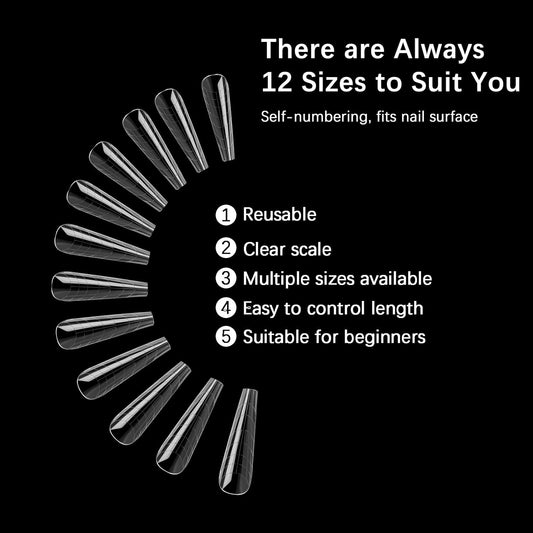 Yasterd Long Ferrari Shape Dual Nail Forms Set 70Pcs