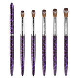 Load image into Gallery viewer, Yasterd 100% Kolinsky Acrylic Nail Brush for Acrylic Application Size 12 Crimped Oval Acrylic Brushes for Nails Purple Leopard Print Metal Handle Acrylic Powder Brush Professional Manicure Tool