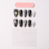 Load image into Gallery viewer, 10 PCS Size S M L Handmade Craft Press Nails, Black and Silver Rhinestone Nail Art Fashion Sparkling Fake Nails for Women and Girls