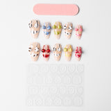 Load image into Gallery viewer, 10pcs SIZE M Handmade Craft Press On Nails, Bikini Water Drop Print 3D Carving Nail Art Fashion Sparkling Fake Nails For Women And Girls