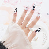 Load image into Gallery viewer, Yasterd Press on Nails Medium Almond with Cow Design, 100% Hand-painted Reusable Gel UV Finished Pre-shaped False Nails for Women, 10pcs 3D Handmade False Nails-Medium Size