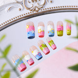 Load image into Gallery viewer, Yasterd Press on Nails Medium Square with Stars Design, 100% Hand-painted Reusable Gel UV Finished Pre-shaped False Nails for Women, 10pcs 3D Handmade False Nails-Small Size