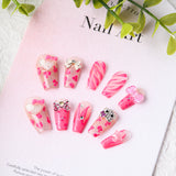 Load image into Gallery viewer, 10pcs SIZE M Craft Press On Nails, Pink Cute Style Fashion Fake Nails For Women And Girls