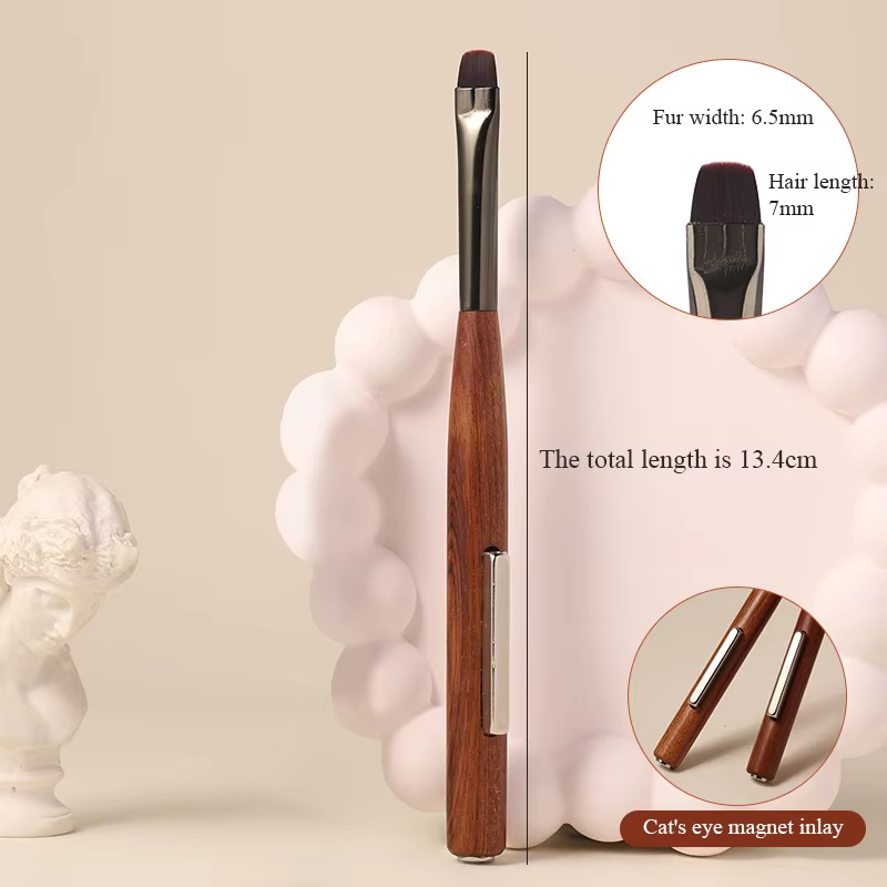 Yasterd 3-in-1 Double-Ended Magnet Cat Eye Wooden Pen Nail Art Brush Set