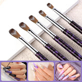 Load image into Gallery viewer, Yasterd 100% Kolinsky Acrylic Nail Brush for Acrylic Application Size 12 Crimped Oval Acrylic Brushes for Nails Purple Leopard Print Metal Handle Acrylic Powder Brush Professional Manicure Tool