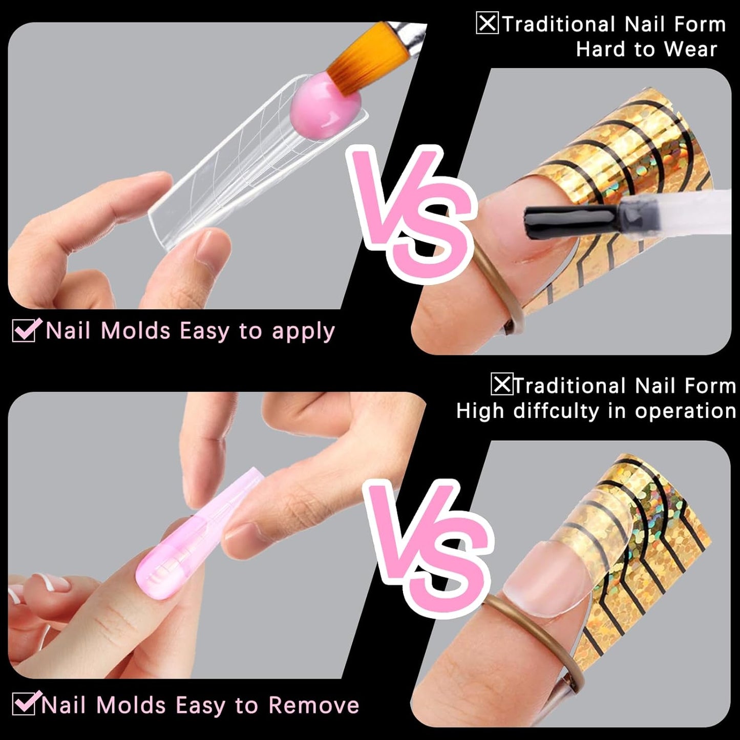 Yasterd Long Ferrari Shape Dual Nail Forms Set 70Pcs