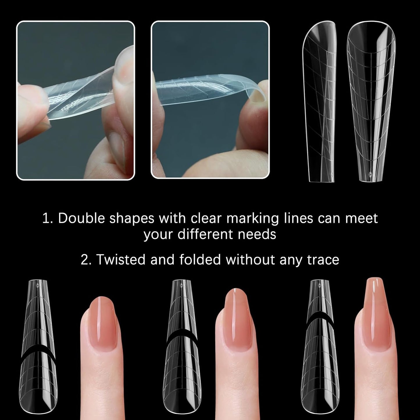 Yasterd Long Ferrari Shape Dual Nail Forms Set 70Pcs