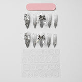 Load image into Gallery viewer, 10pcs Size S M L Handcrafted Press Nails, White Elegant Butterfly Glitter Diamond Nail Art Fashion Shiny Fake Nails for Women and Girls