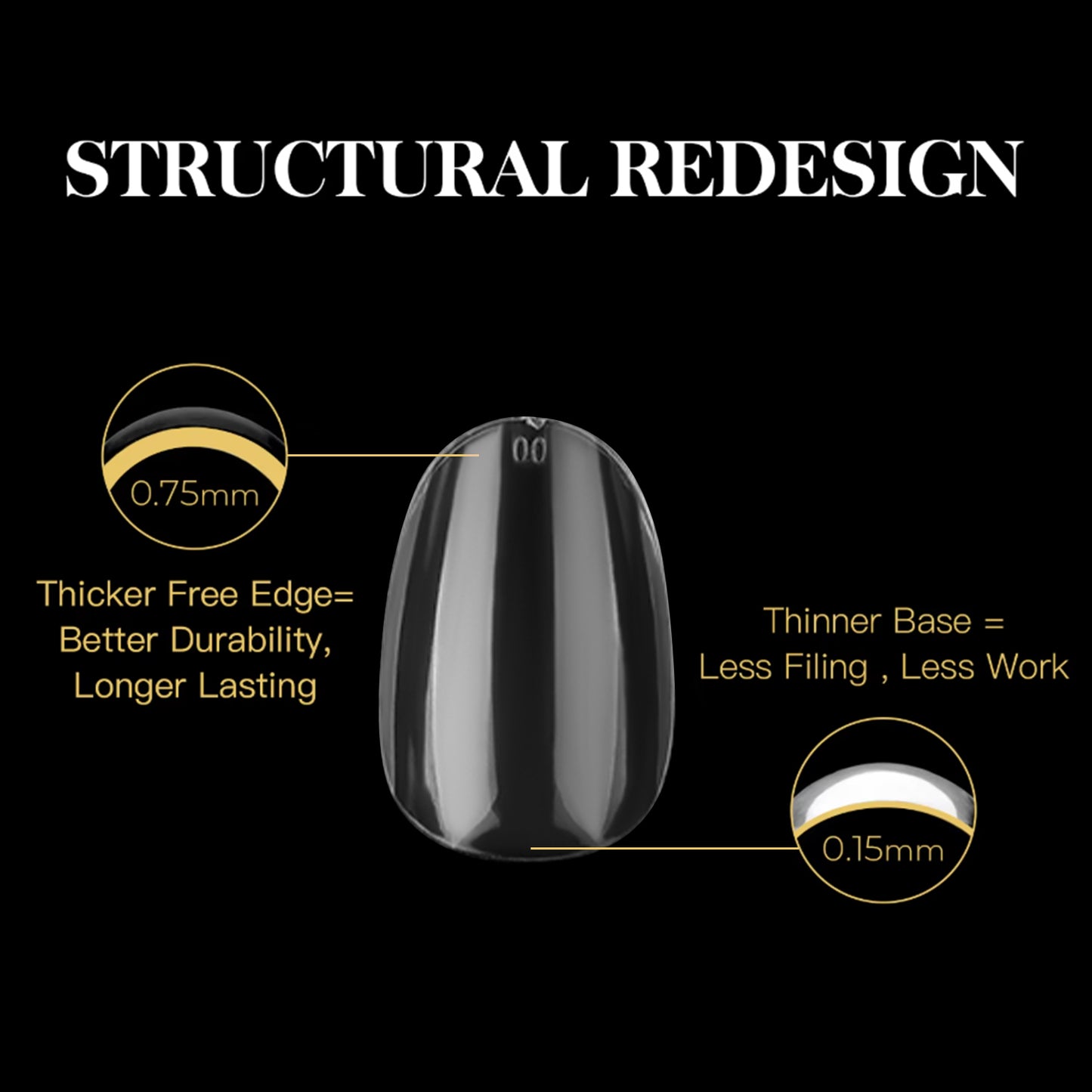 Yasterd Soft Gel Nail Tip Box （Nature Round Medium）