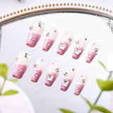 Load image into Gallery viewer, 10pcs SIZE S M L Handmade Craft Press On Nails, Pink Gradient And Cute Nail Art Fashion Sparkling Fake Nails For Women And Girls