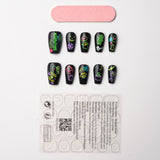 Load image into Gallery viewer, Yasterd Press on Nails Halloween Style Black Medium with Ghost Design, 100% Hand-painted Reusable Gel UV Finished Pre-shaped False Nails for Women, 10pcs 3D Handmade False Nails-Medium Size