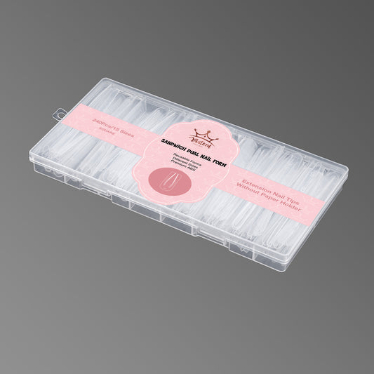 Yasterd Newest 240Pcs Sandwich Dual Nail Extension Forms 4 Shapes