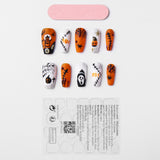 Load image into Gallery viewer, Yasterd Press on Nails Medium with Pumpkin Design, 100% Hand-painted Reusable Gel UV Finished Pre-shaped False Nails for Women, 10pcs 3D Handmade False Nails-Medium Size