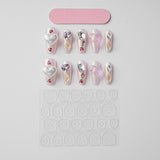 Load image into Gallery viewer, 10-PackS M  L Size Craft Press-On Nails, Pink Cute Fashion Shiny Heart Diamond Fake Nails for Women and Girls