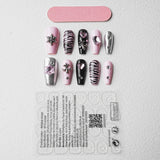 Load image into Gallery viewer, Yasterd Press on Nails Halloween Style Medium Almond with Stripe Design, 100% Hand-painted Reusable Gel UV Finished Pre-shaped False Nails for Women, 10pcs 3D Handmade False Nails-Medium Size