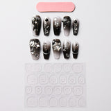 Load image into Gallery viewer, 10pcs SIZE S M L Handmade Craft Press On Nails, Snowflake And Stars Black Nail Art Fashion Sparkling Fake Nails For Women And Girls