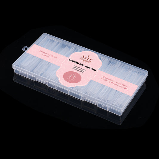 Yasterd Newest 240Pcs Sandwich Dual Nail Extension Forms 4 Shapes