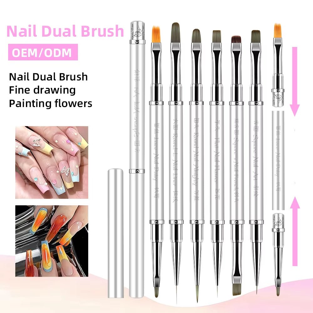 Yasterd 6Pcs High-Quality Multi-functional Detachable Double-Ended Nail Art Brush Set