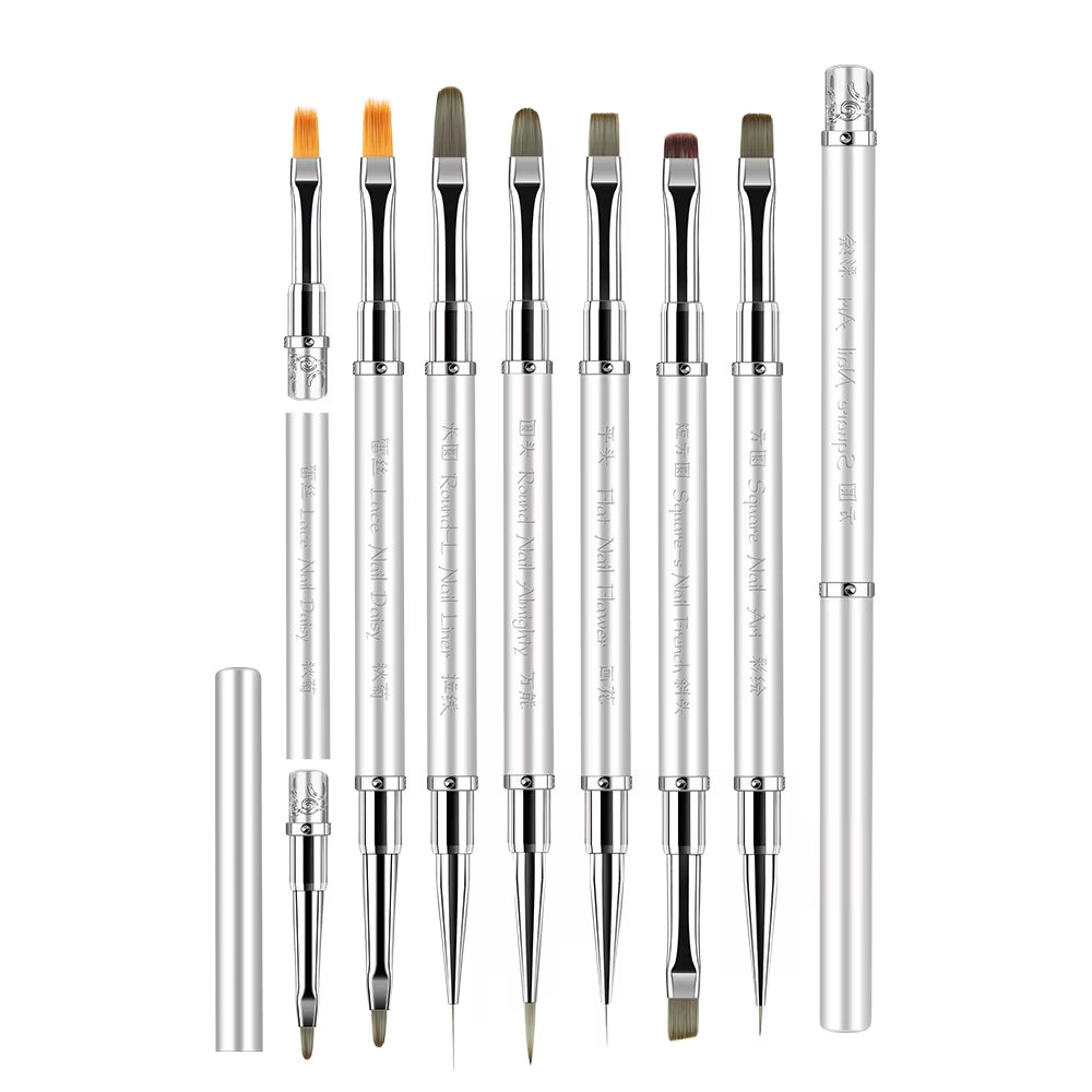 Yasterd 6Pcs High-Quality Multi-functional Detachable Double-Ended Nail Art Brush Set