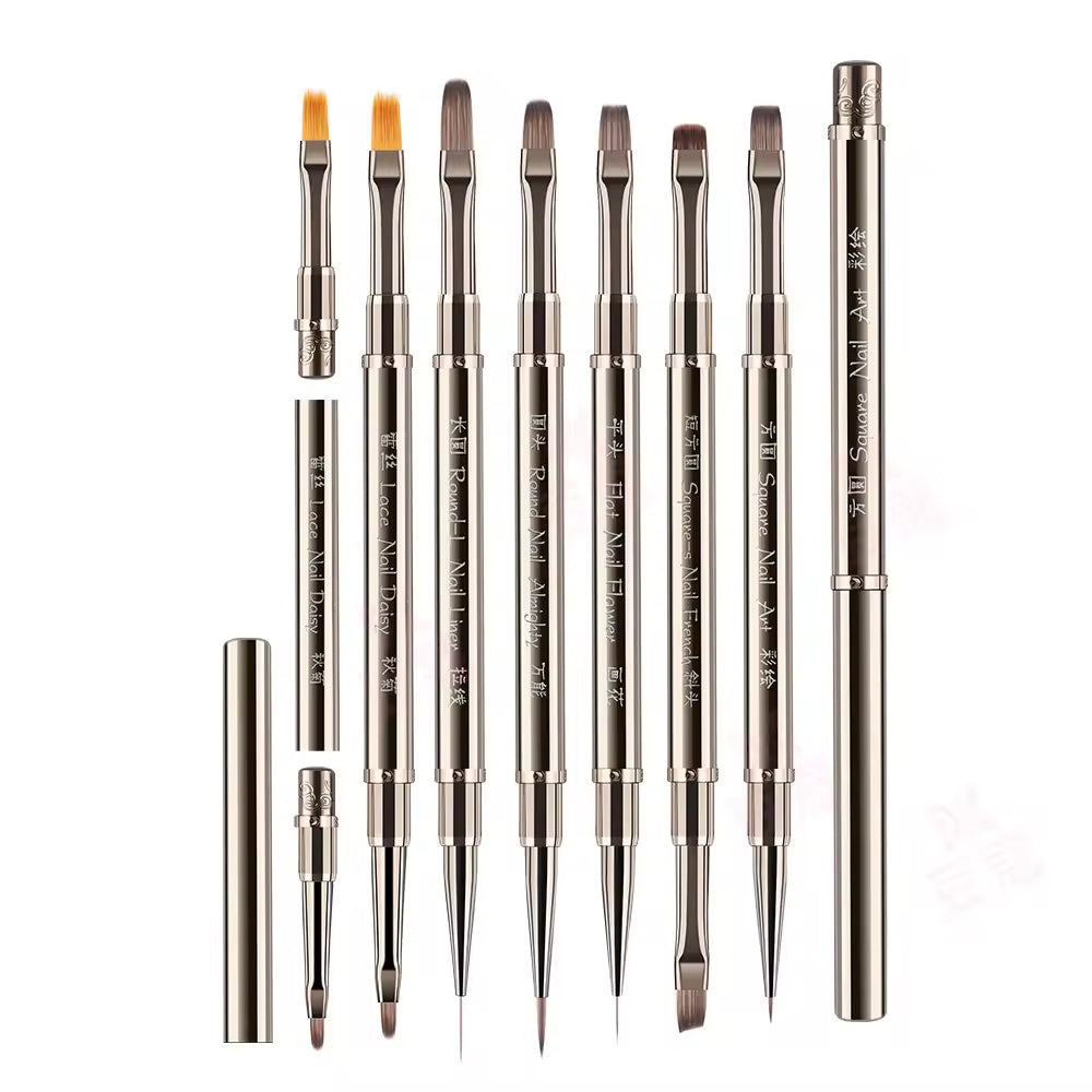 Yasterd 6Pcs High-Quality Multi-functional Detachable Double-Ended Nail Art Brush Set