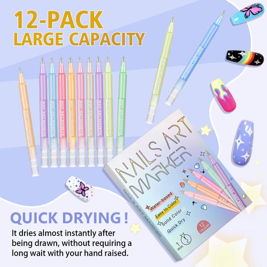 Yasterd  12 Colors Nail Art Pens Set