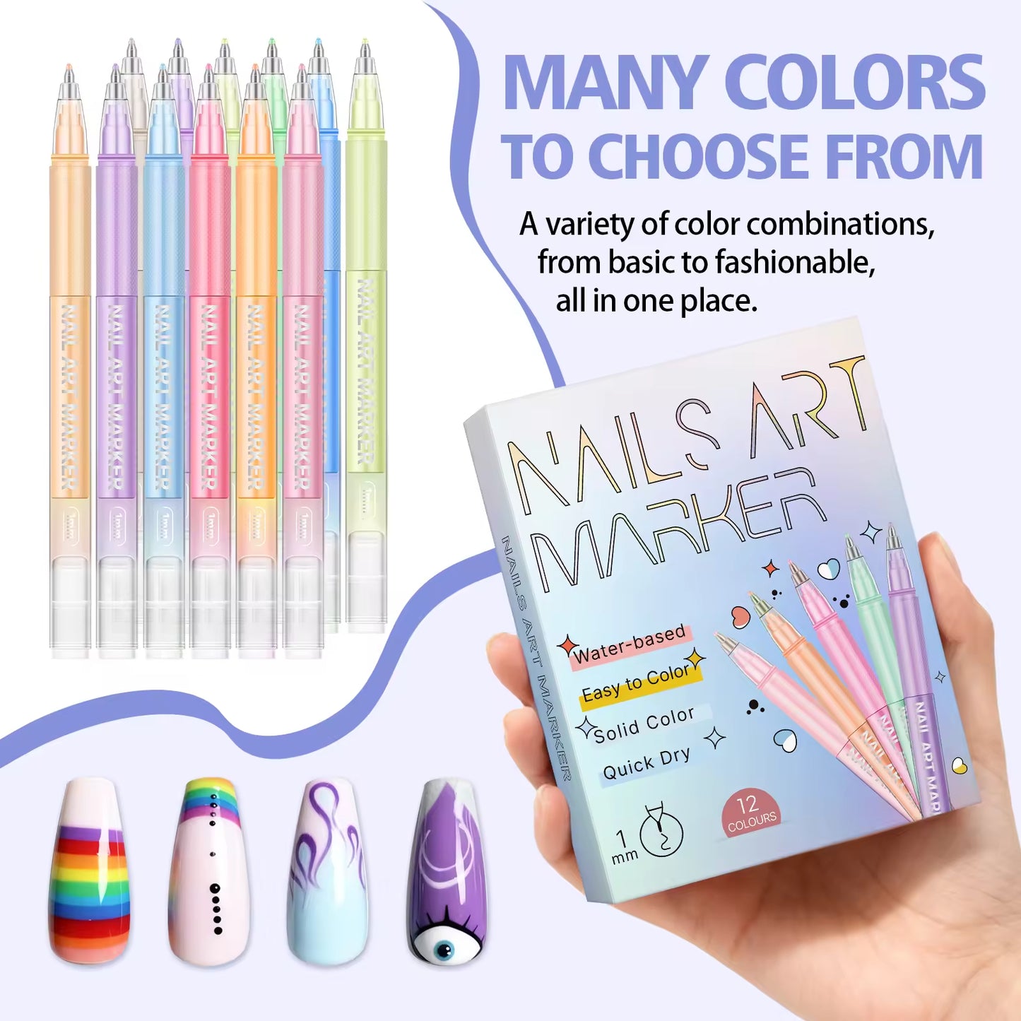 Yasterd  12 Colors Nail Art Pens Set