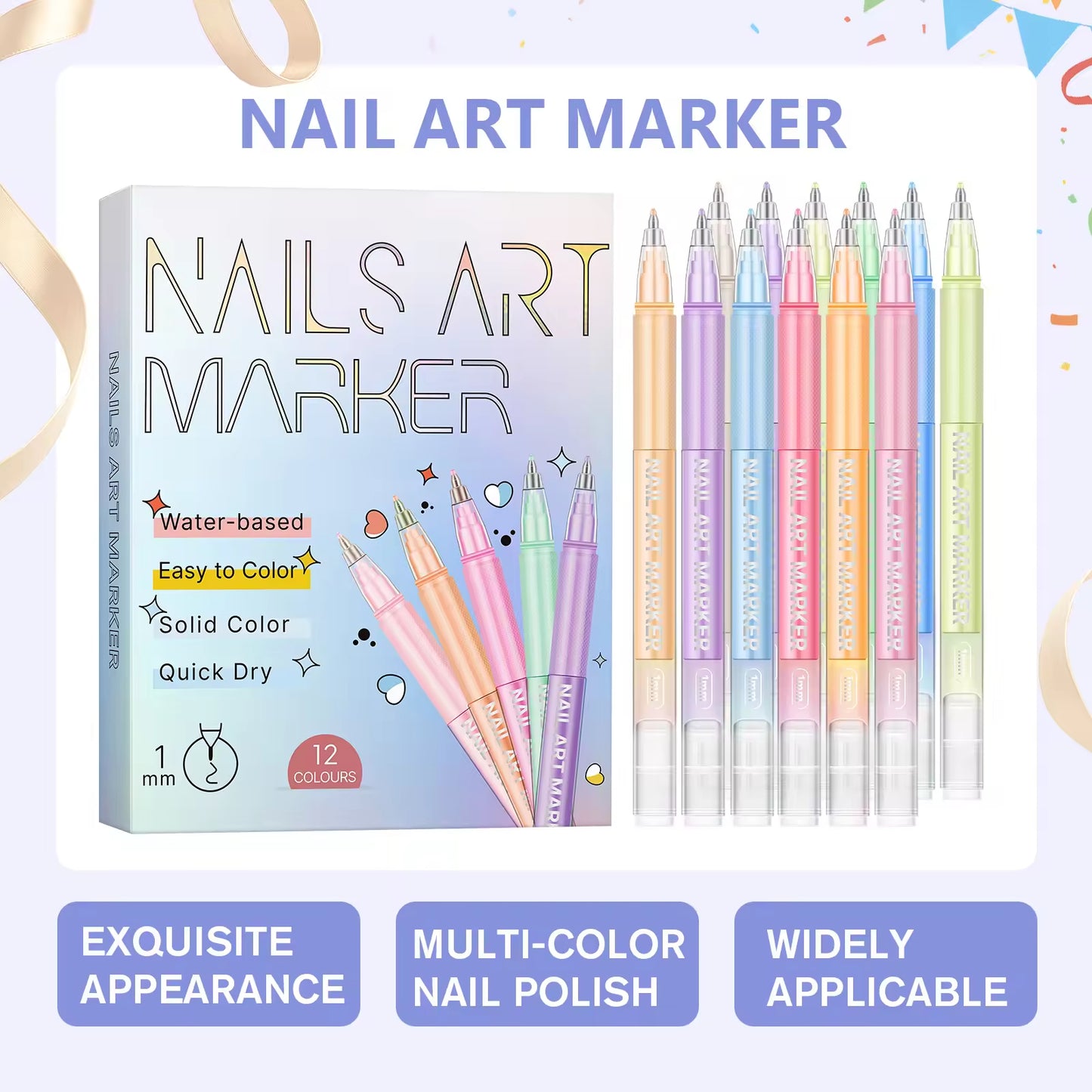 Yasterd  12 Colors Nail Art Pens Set