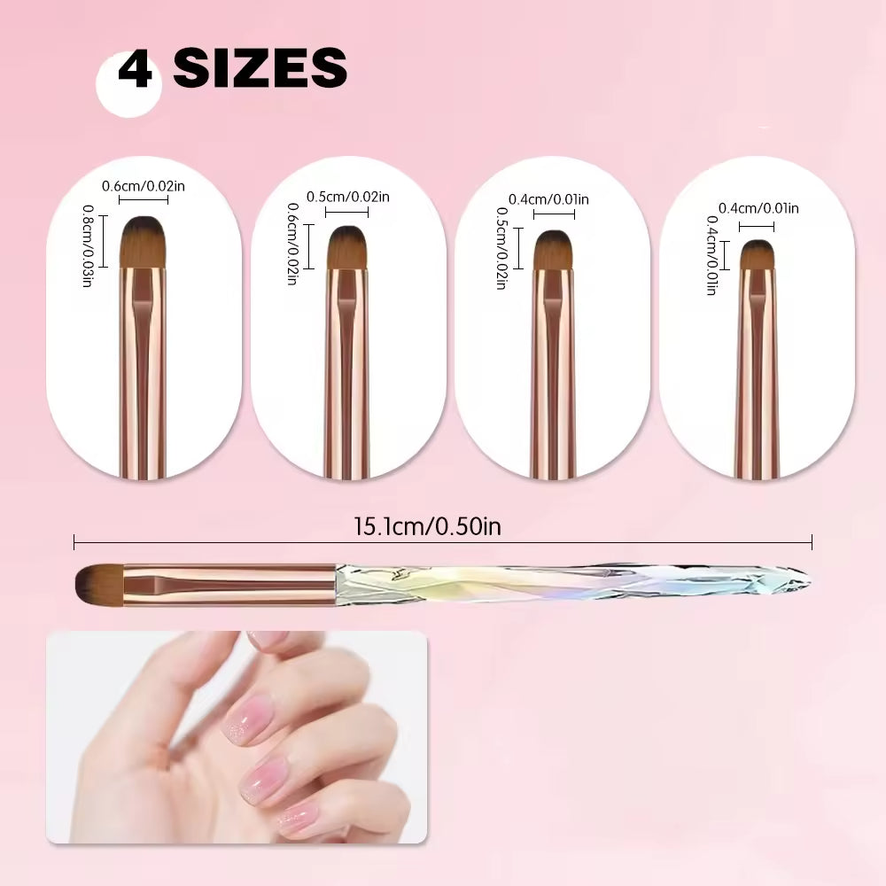 Yasterd 4Pcs Round Head Nail Painting Brush Set