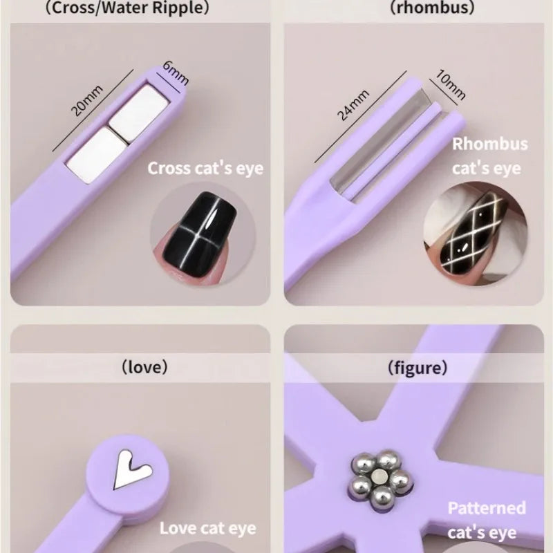 Yasterd Multi-Functional Nail Magnet 8-in-1 Cat Eye Nail Art Tool