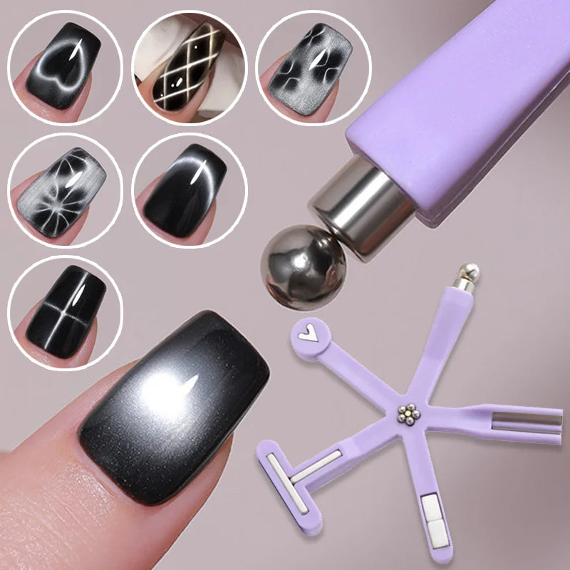 Yasterd Multi-Functional Nail Magnet 8-in-1 Cat Eye Nail Art Tool