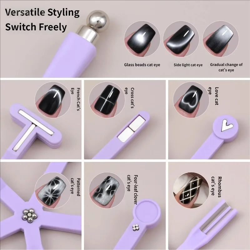 Yasterd Multi-Functional Nail Magnet 8-in-1 Cat Eye Nail Art Tool