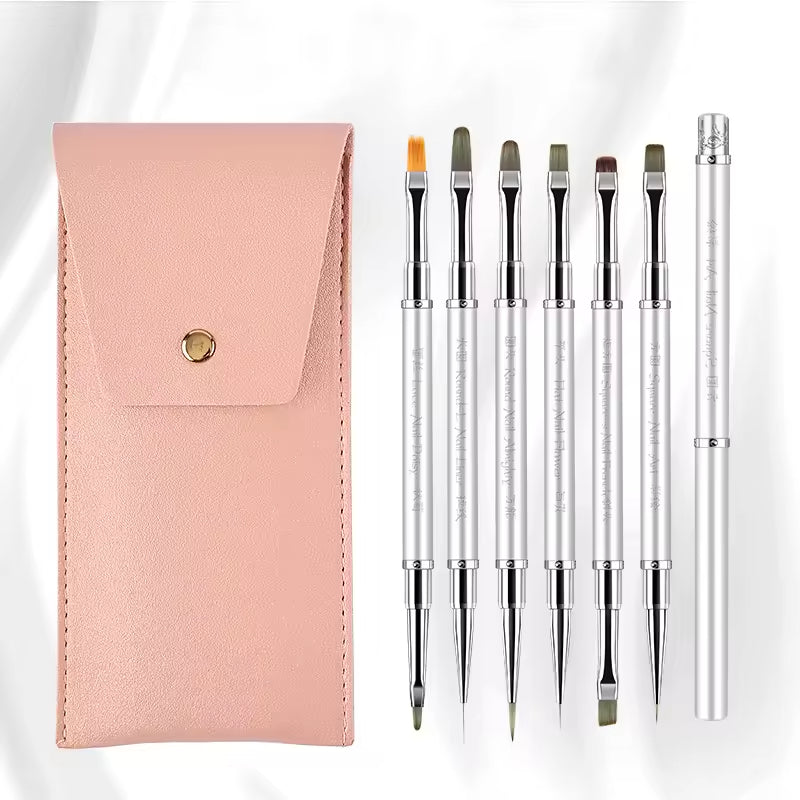 Yasterd 6Pcs High-Quality Multi-functional Detachable Double-Ended Nail Art Brush Set