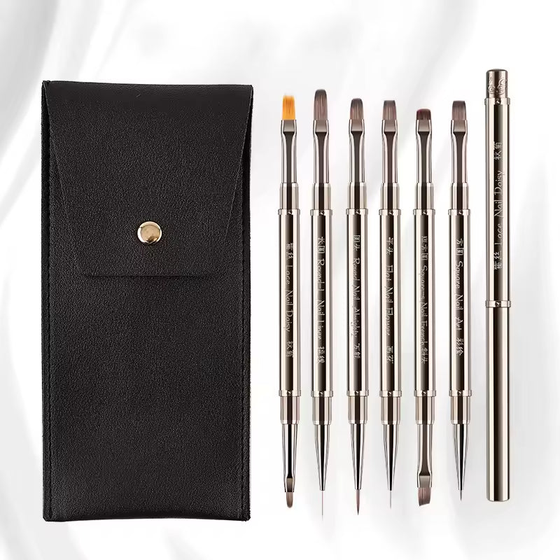 Yasterd 6Pcs High-Quality Multi-functional Detachable Double-Ended Nail Art Brush Set