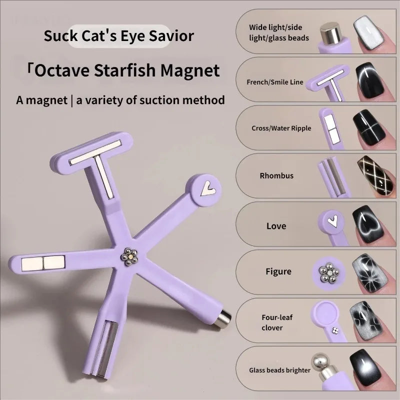 Yasterd Multi-Functional Nail Magnet 8-in-1 Cat Eye Nail Art Tool
