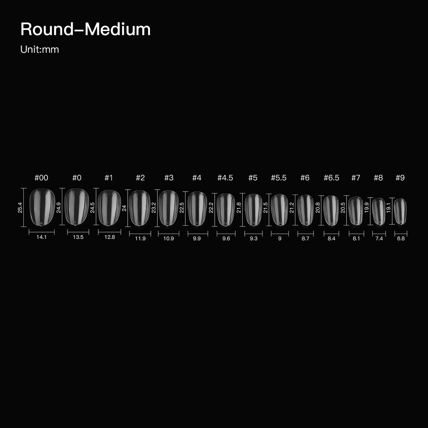 Yasterd Soft Gel Nail Tip Box （Nature Round Medium）