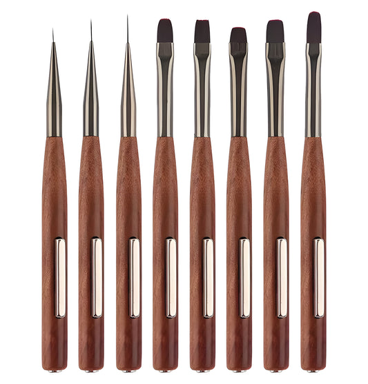 Yasterd 3-in-1 Double-Ended Magnet Cat Eye Wooden Pen Nail Art Brush Set