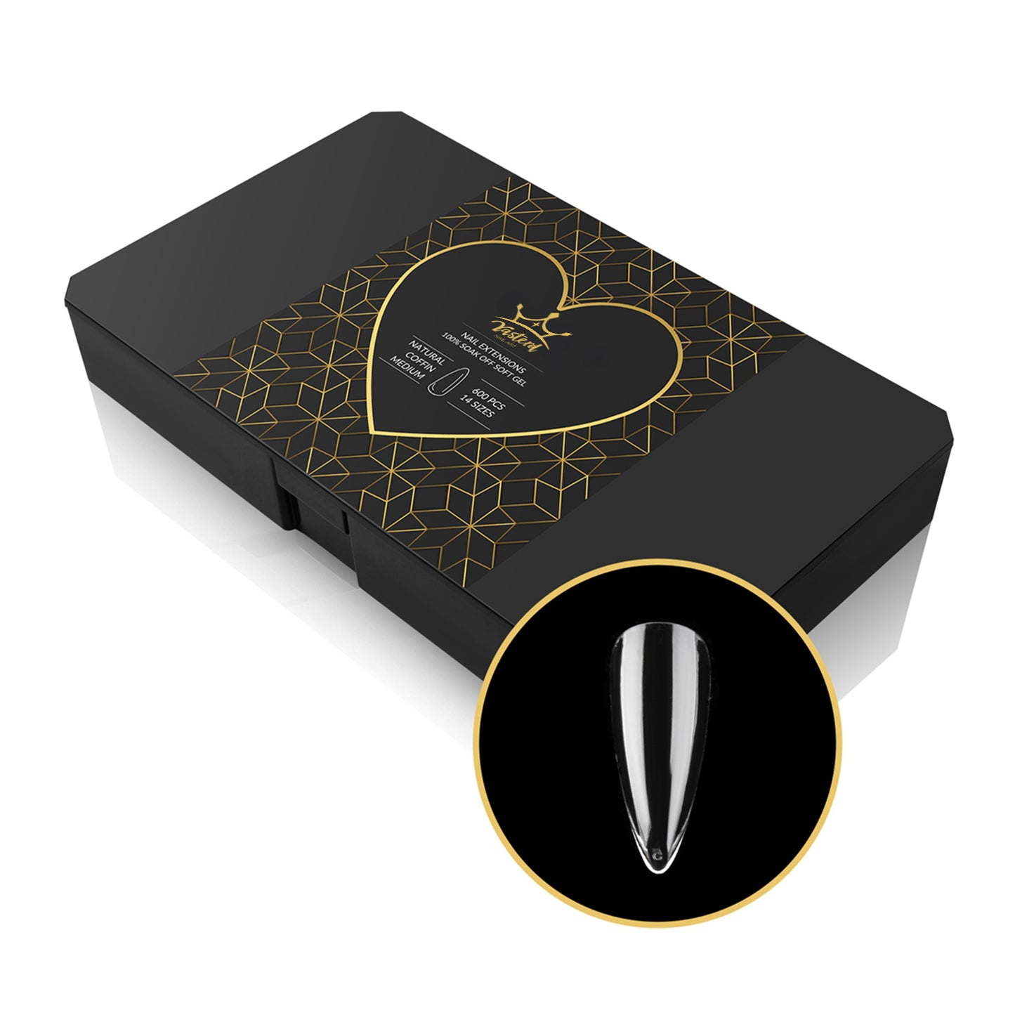 Yasterd Soft Gel Nail Tip Box （Nature Stiletto Long）