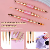 Load image into Gallery viewer, Yasterd  nail brush combination set 100% Kolinsky Acrylic nail brush Liner 5pcs  Double-Ended Nail Art Brushes Set