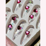 Load image into Gallery viewer, 1Set/24 pcs Fake crystal glitter nails for girls