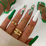 Load image into Gallery viewer, Green Wave Cut Out Medium Nails