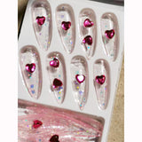 Load image into Gallery viewer, 1Set/24 pcs Fake crystal glitter nails for girls