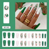 Load image into Gallery viewer, Green Wave Cut Out Medium Nails