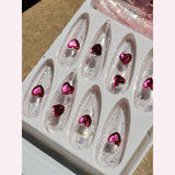 Load image into Gallery viewer, 1Set/24 pcs Fake crystal glitter nails for girls