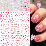 Load image into Gallery viewer, 12PCS Pink Cherry Blossoms Tree Flowers Nail Water Stickers