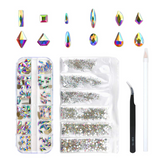 Load image into Gallery viewer, 120 Pcs Multi Shapes Glass Crystal AB Rhinestones