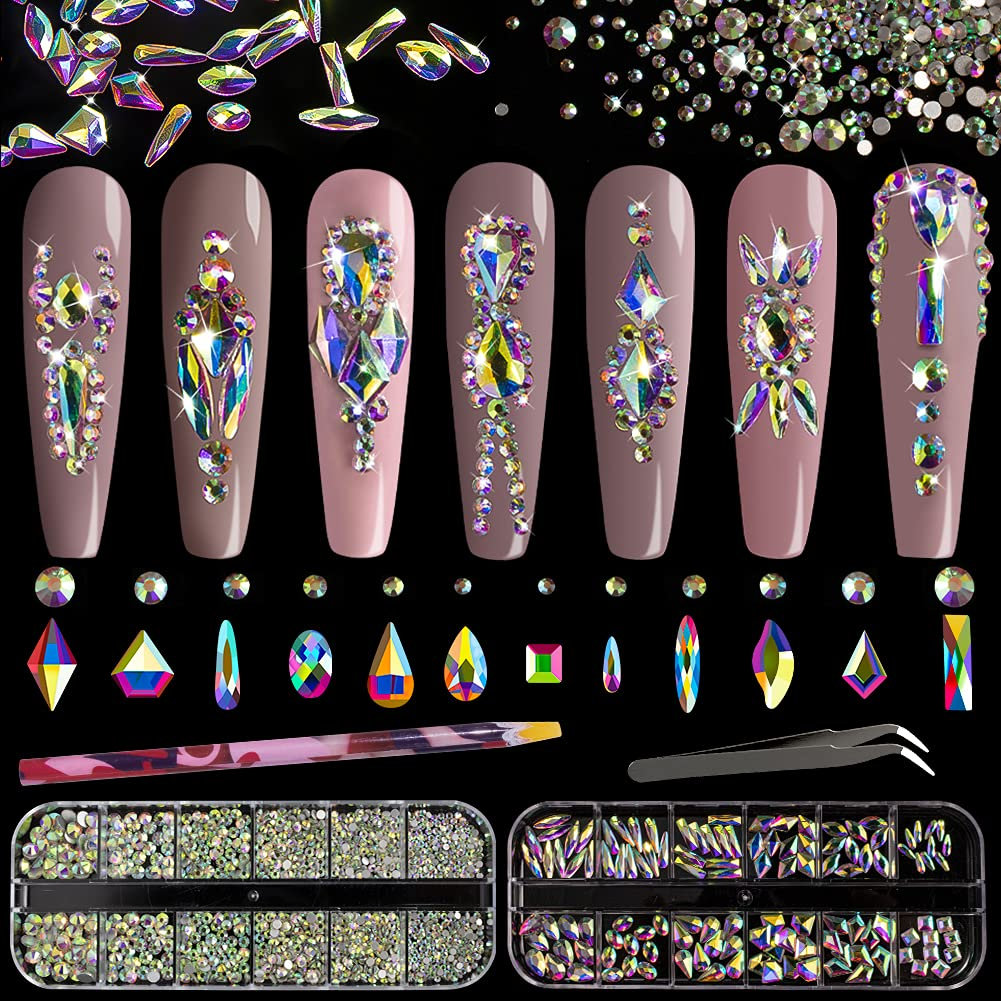 3d Mixed Color Flatback Crystal Beads Acrylic Nails Flatback