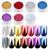 Load image into Gallery viewer, Pretty Diva Chrome Nails Powder - 7Jars Nail Polish Powder Holographic Chrome Powder Mirror Effect Titanium Pigment Set for Nails, Holo Glitter Powder Metallic Pigment for Nail Art