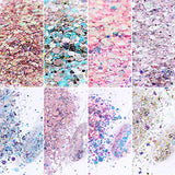 Load image into Gallery viewer, 8 Boxes / Set Holographic Nail Glitter Mermaid Powder Flakes Shiny Charms Hexagon Nail Art Pigment Dust Decoration Manicure