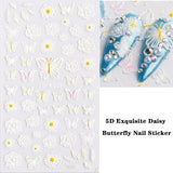 Load image into Gallery viewer, Rose Nail Art Sticker 5d Exquisite Embossed Nail Art Supplies Self-Adhesive Nail Art Decoration Black White Butterfly Wings Rose Flower Feather Carving Design Acrylic Nail Art 3 Sheet